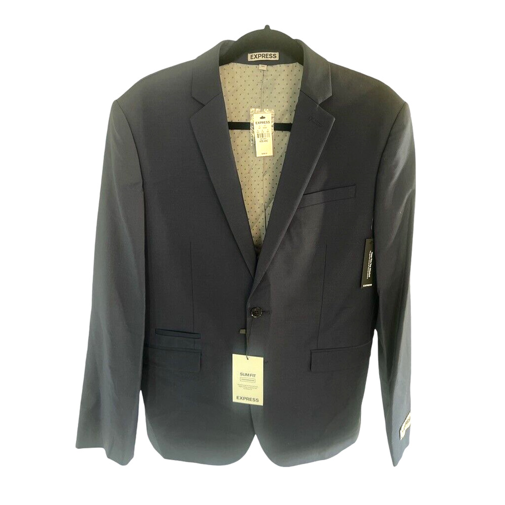 Express Mens Slim Fit Photographer Blue Suit Jacket Blazer Sz 40S NEW $298